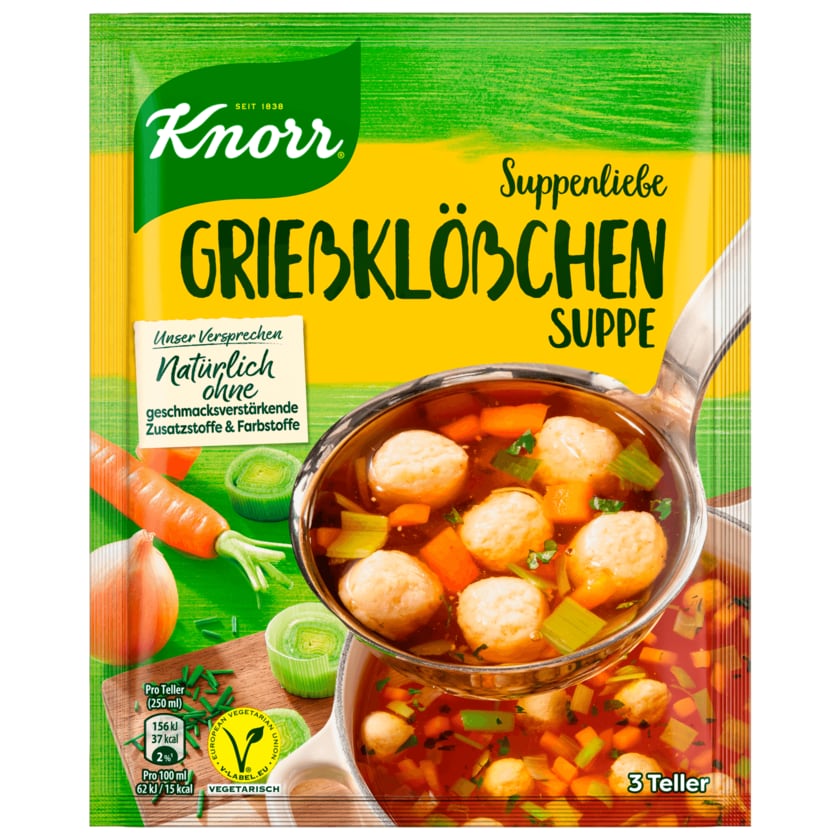 Knorr Suppenliebe Grießklößchen Suppe 3 Teller